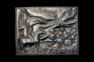 Luigi Sandi: Famiglia a cavallo, 1990 - argento sbalzato - cm 53x40x1