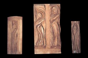 Luigi Sandi: Bozzetti per altare e ambone, 1999 - terracotta - 3 pezzi cm 18x22x10, 26x45x10, 4x30x10